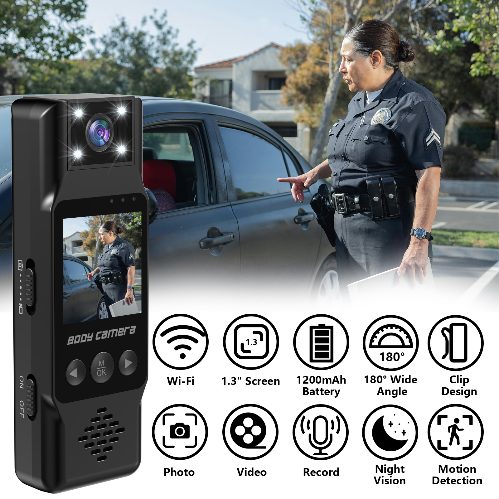 Funzioni della bodycam per polizia L13 con Wi-Fi